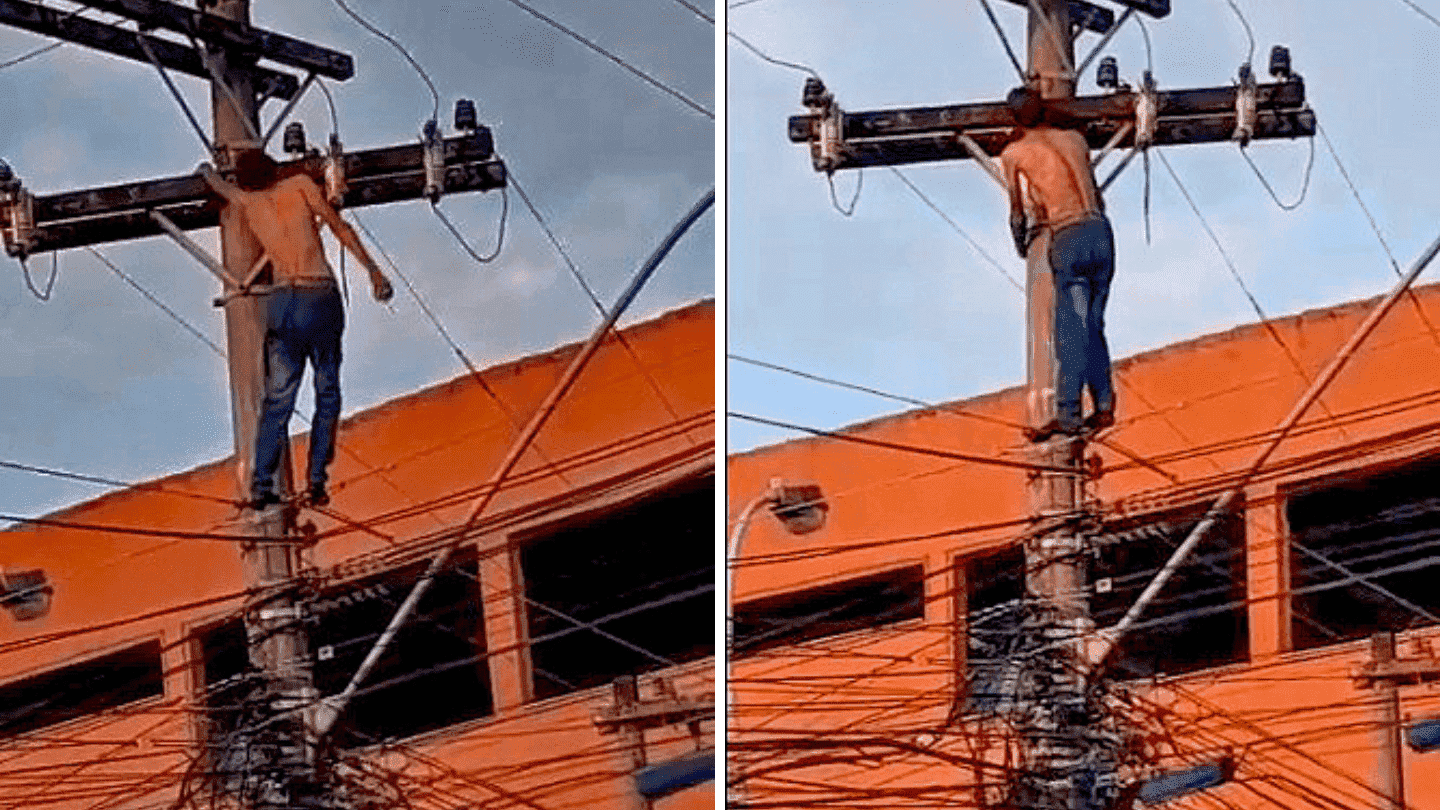 V Deo Homem Cai De Poste Ap S Tomar Choque Em Guarapari